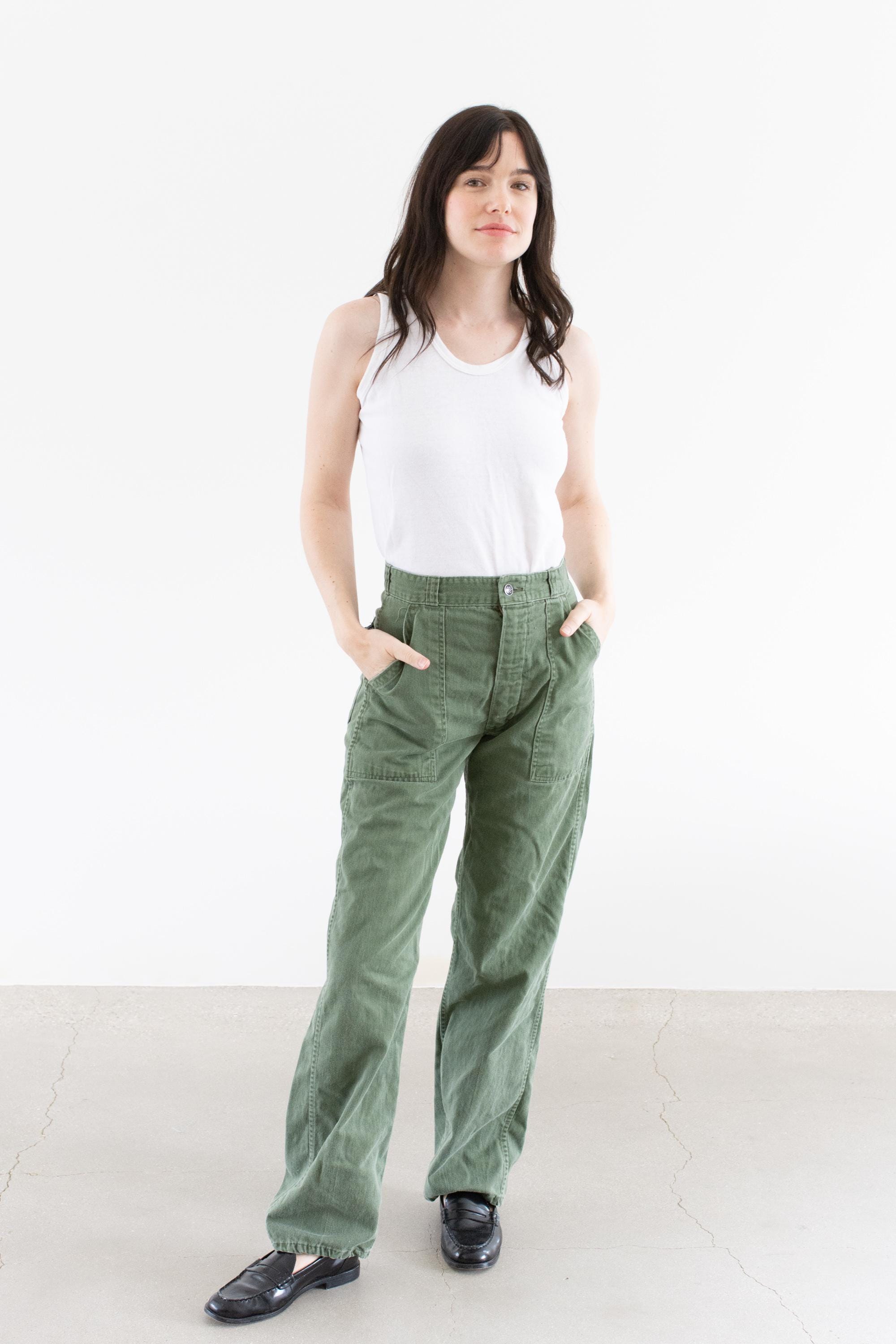 70s women's military ￼pants Online Vintage Store | 70's Khaki Green Military Pants