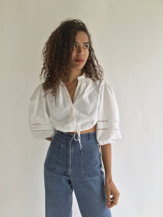 white puff sleeve shirt