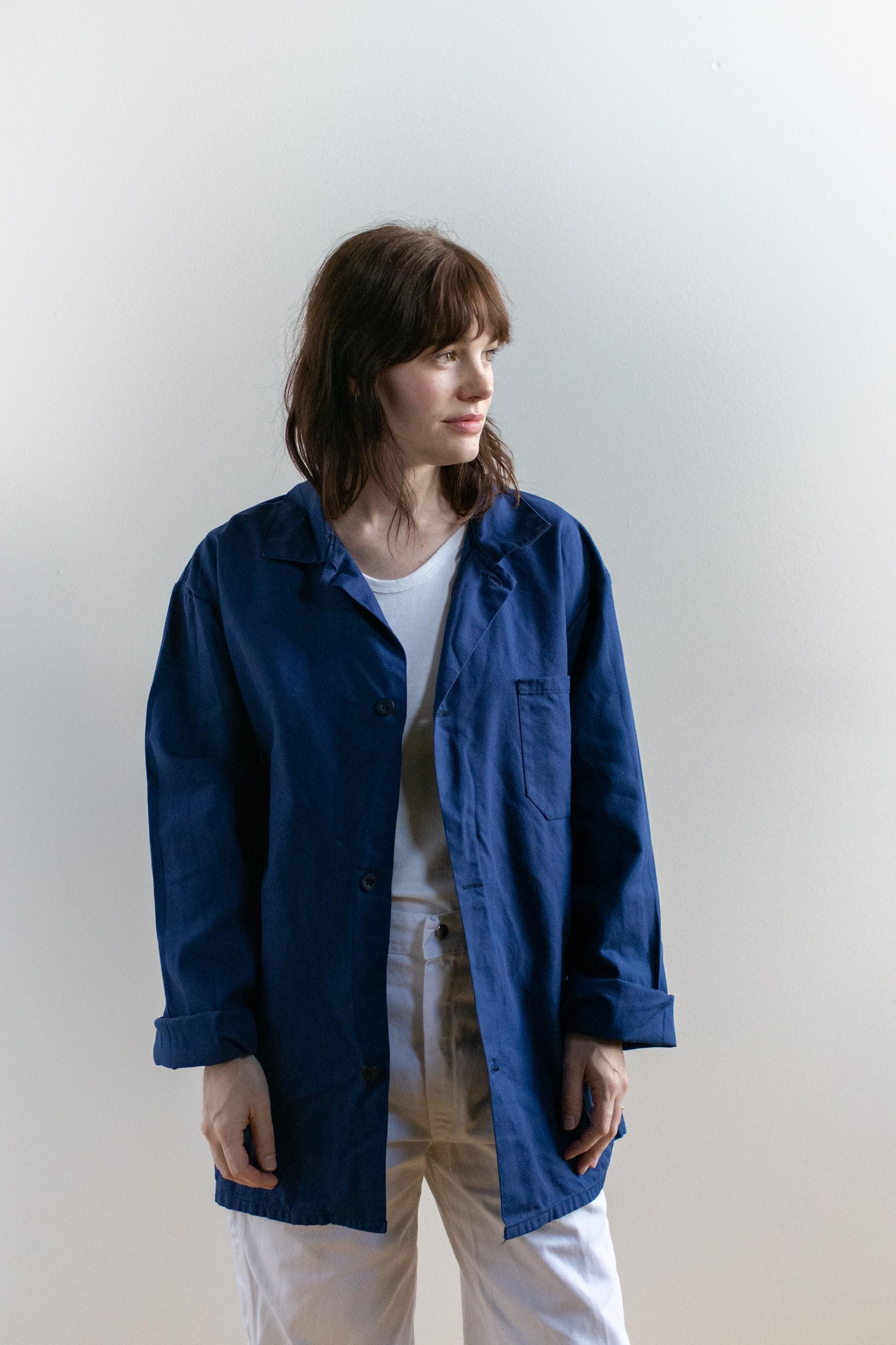 Vintage Blue Chore Coat | Unisex Cotton Utility Work Jacket | Made