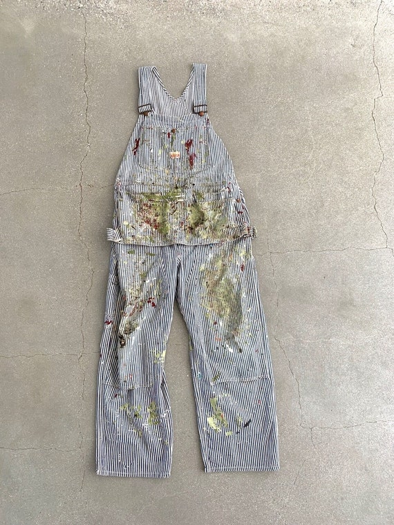 Vintage Paint Flecked Overalls | Striped 60s Pay D