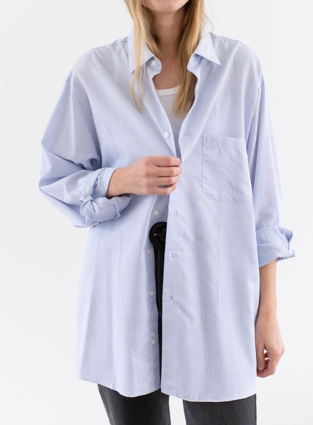 Vintage Light Blue Stripe Button up Shirt | Unisex Cotton Blend Work ...