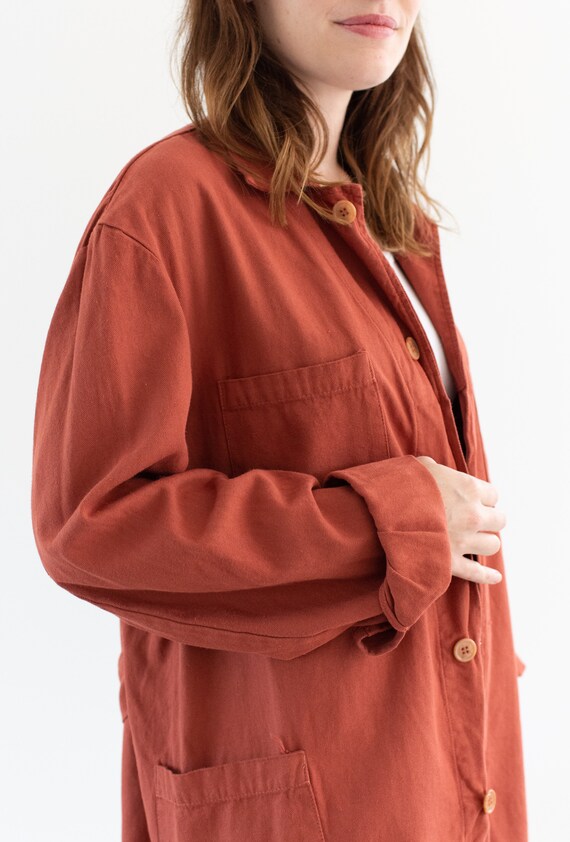 Vintage Brick Red Shop Coat | Unisex Herringbone … - image 4