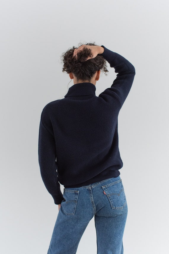 The Castine Sweater | Vintage Navy Blue Wool Turt… - image 9