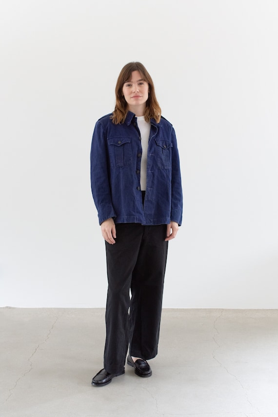 Vintage Blue Chore Two Pocket Jacket | Unisex Cott