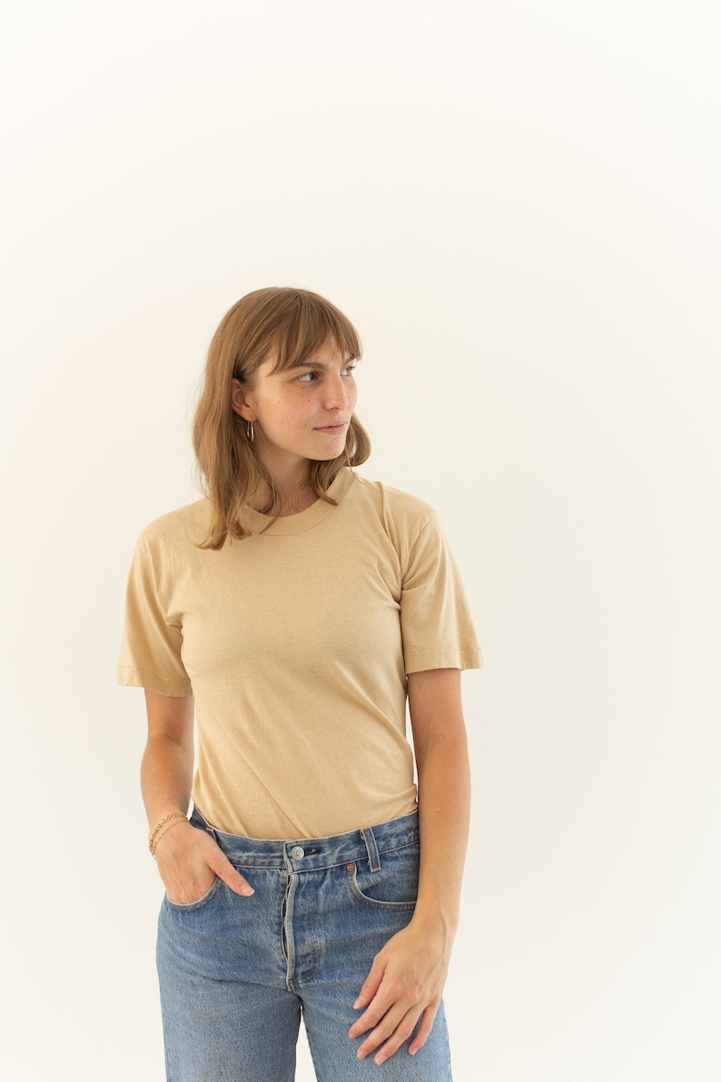 The Malaga Tee Sand Tee Shirt Crewneck 100% Cotton Layer T-Shirt S image 6
