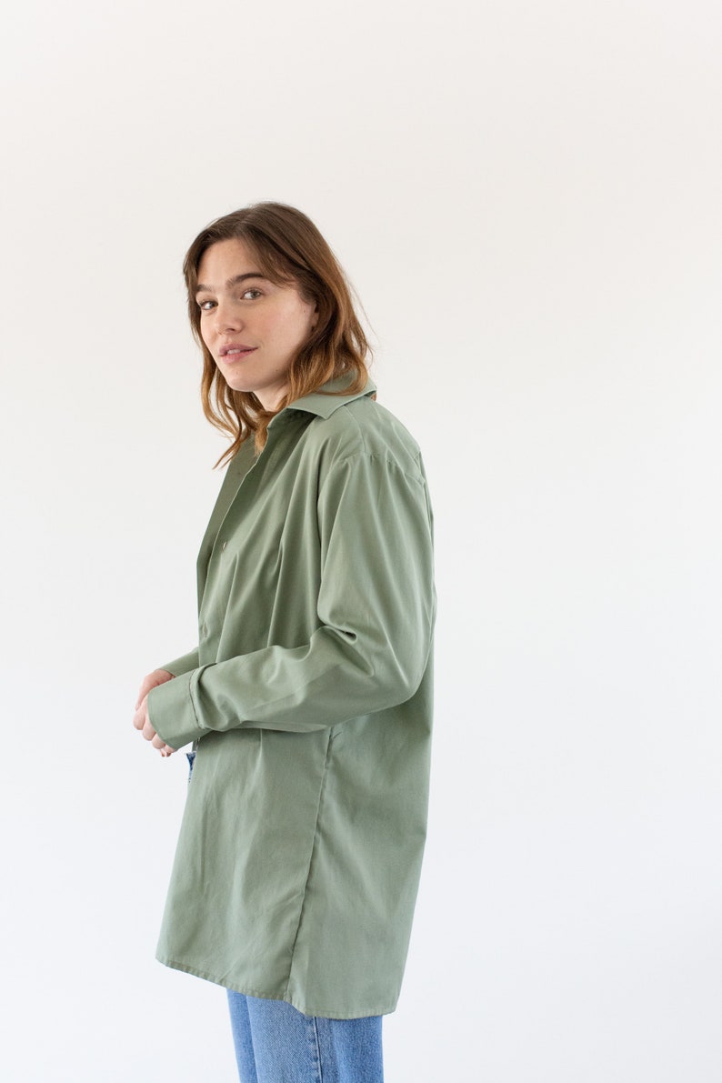 Vintage Sage Green Button up Shirt Cotton Blend Simple Etsy