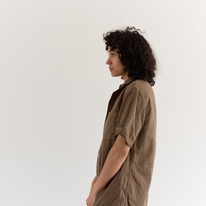 The Willet Shirt in Mushroom Brown Vintage Unisex Overdye Short Sleeve Simple Cotton Work Shirt S M L image 5