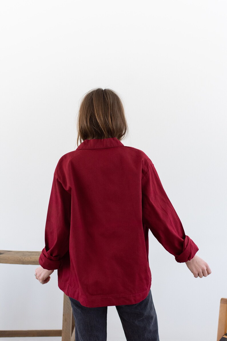 Vintage Berry Single Pocket Work Jacket IT-- Made in Italy M Red Unisex Workwear