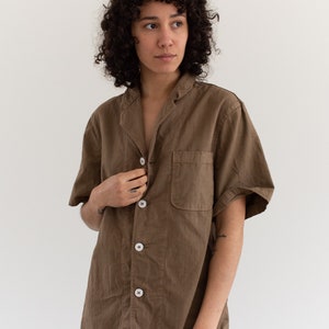 The Willet Shirt in Mushroom Brown Vintage Unisex Overdye Short Sleeve Simple Cotton Work Shirt S M L image 3