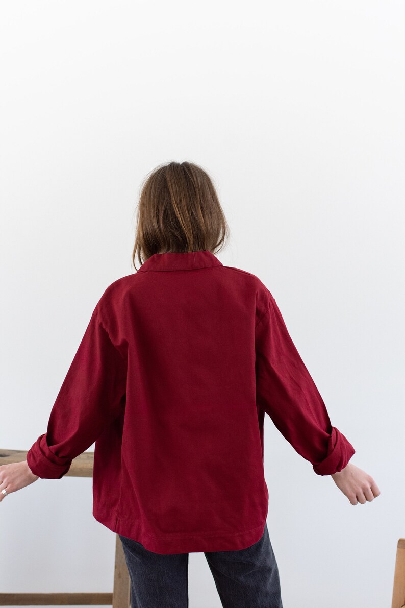 Vintage Berry Single Pocket Work Jacket IT-- Made in Italy M Red Unisex Workwear