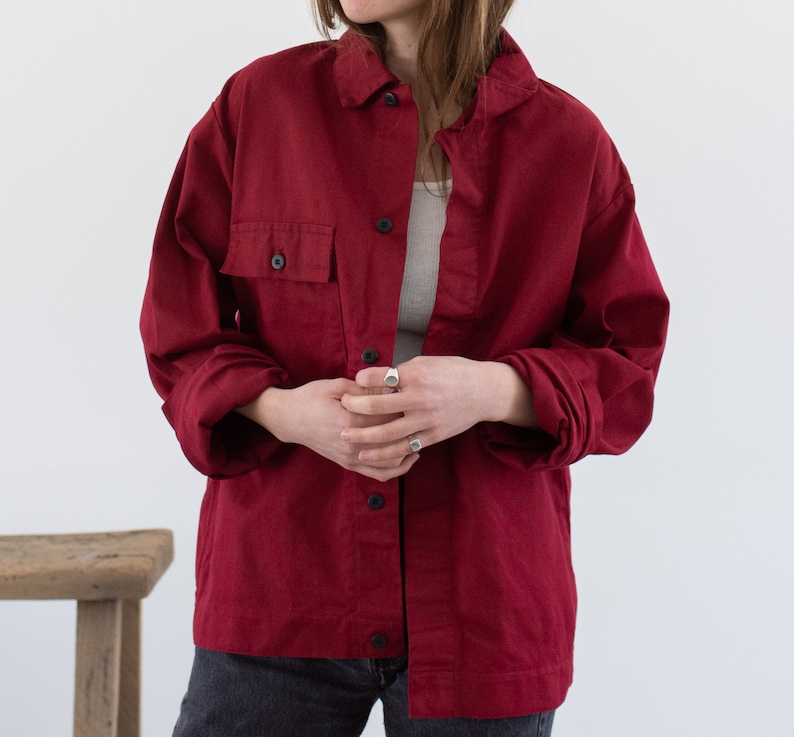 Vintage Berry Single Pocket Work Jacket IT-- Made in Italy M Red Unisex Workwear