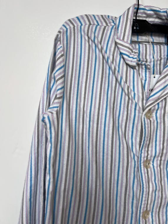 FINAL Sale Vintage Blue Pink White Vertical Strip… - image 3
