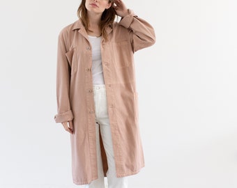 Vintage Ballet Pink Shop Coat | Unisex Herringbone Twill Euro Chore Trench Jacket | M |