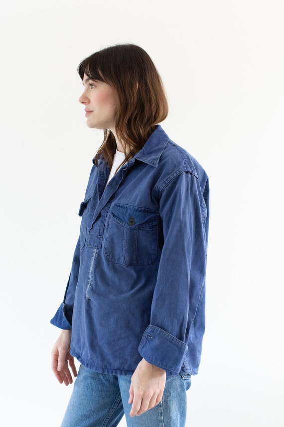 Vintage Denim Blue Popover Shirt | Mended Indigo … - image 7