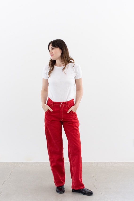【国内買付】Y's W/ CHECK RED STITCH GUSSET PANTS ウール Seam Front Jean in Garment Dye Twill – LEIF