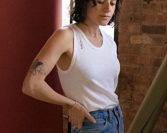 De Sanremo-tanktop in wit | Vintage superzachte tanktop | 100% katoenen hemd | Onderhemd | XS S |