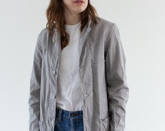 Vintage Grey Rinsed Chore Jacket | Unisex Painter Gray Cotton Blend Blazer | Made in USA | XS |