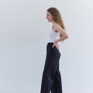 Vintage Overdye Black Sailor Pants 26 27 29 28 30 31 32 33 High Waist Wide Leg Cotton Twill Utility Pant Trouser image 7