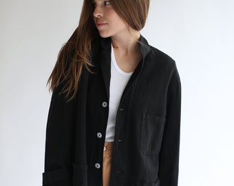 Vintage Black Overdye Classic Chore Jacket | Unisex Square Three