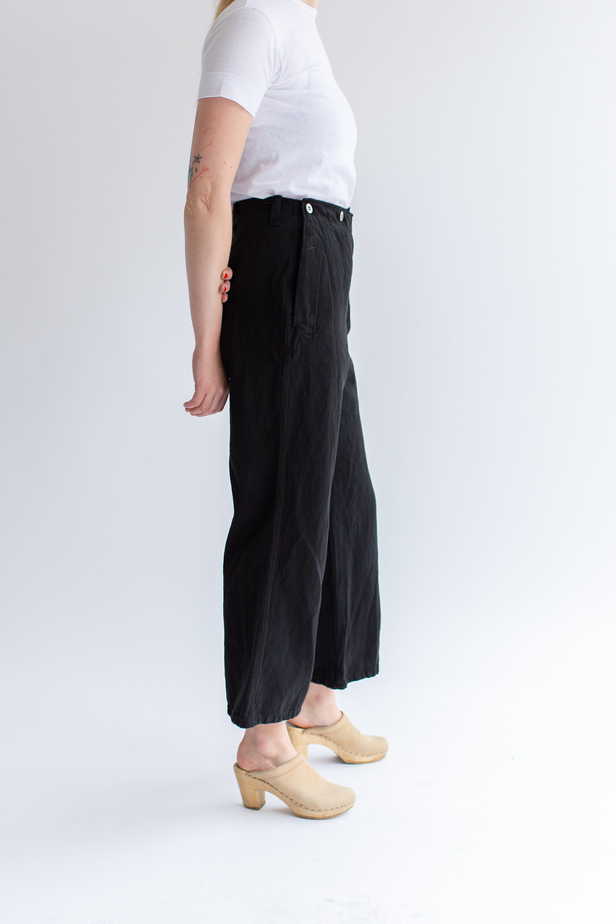 Vintage 30 32 Waist Black Herringbone Twill Sailor Pants | Six Button ...
