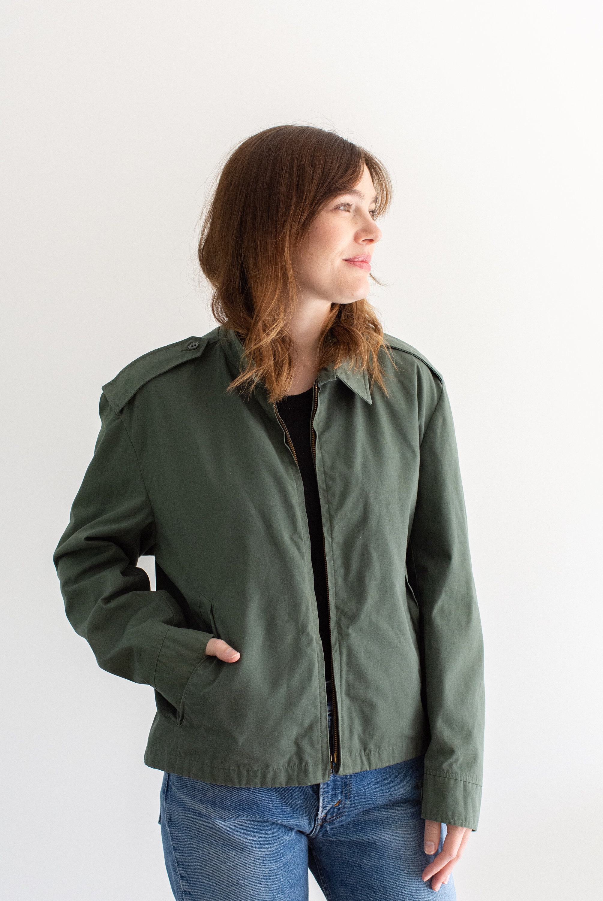 Vintage Sage Green Zipper Jacket | Unisex Ceiling Zero Vintage Sage Green Zipper Jacket | Unisex Ceiling Zero