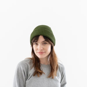 Woven Olive Green Beanie Acrylic hat Watch Cap ribbed military beanie Skull Cap Made in USA image 4