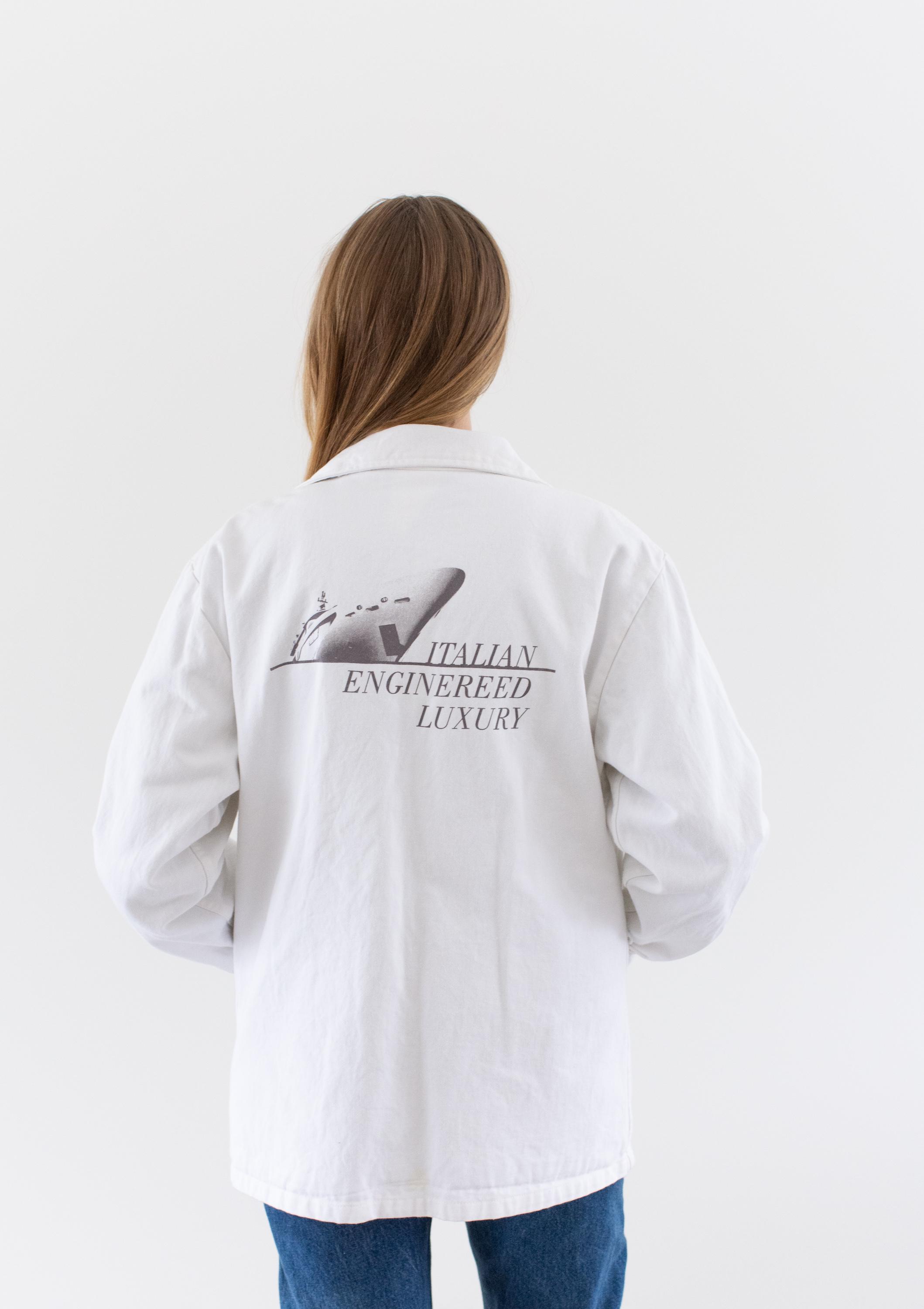 Vintage White Moleskin Work Coat | Unisex Cotton Workwear