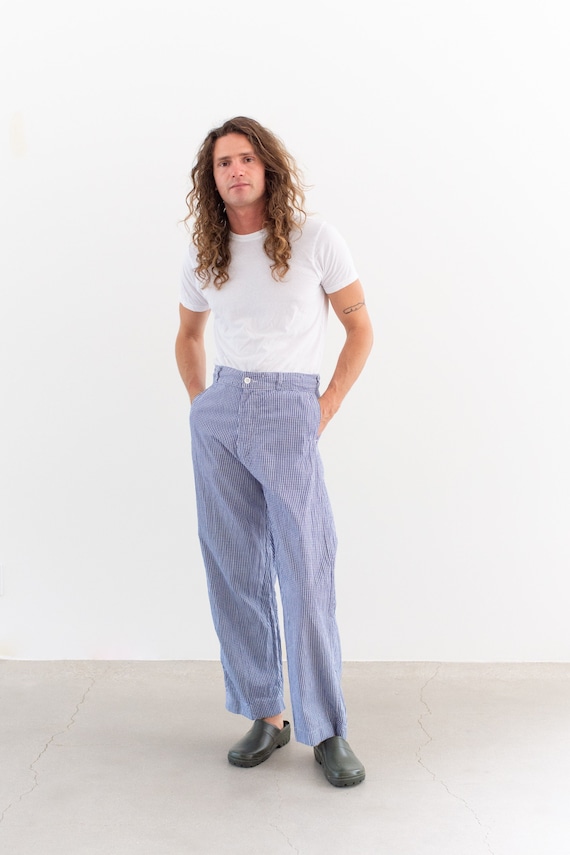 パンツ AMERI WIND AND SEA CHECK PANTS Lands' End Womens Starfish Crop Pants Island Turquoise/White