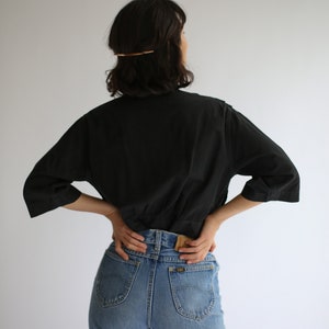 The Wardlea Smock in Black Vintage Overdye Side Button Painter Shirt Short Sleeve Studio Tunic Artist Smock S M image 8