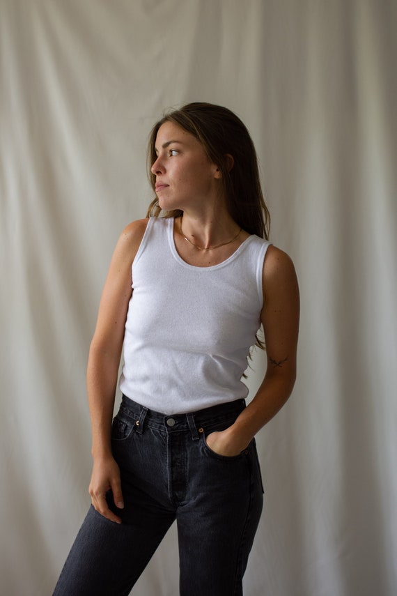 The Brighton Tank Vintage White Tank Top 100% Cotton - Etsy
