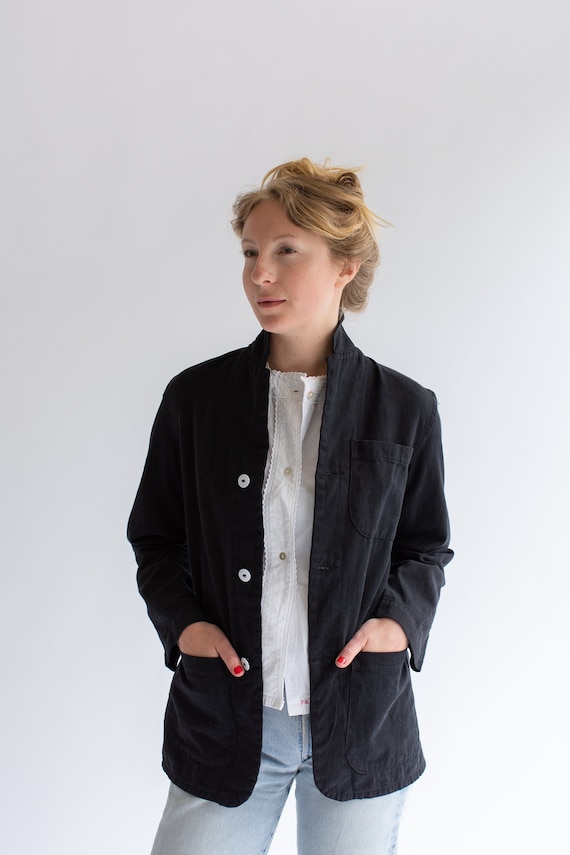 Vintage Black Petite Round Chore Blazer | Round Th