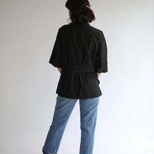 The Wardlea Smock in Black Vintage Overdye Side Button Painter Shirt Short Sleeve Studio Tunic Artist Smock S M image 3