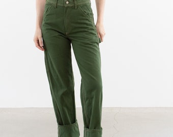 Vintage 25 26 27 28 29 Waist Forest Green Cotton Utility
