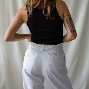 Vintage 27 28 Waist White Chino Pant Unisex High Waist 60s Cotton Chinos Made in USA Pants Zipper Fly image 9