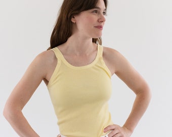 The Siena Tank in Butter Yellow | Vintage Rib Knit Tank | Ribbed top 100% Cotton Undershirt Singlet | XS S