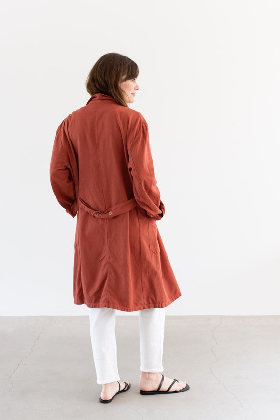 Vintage Brick Red Shop Coat | Unisex Herringbone … - image 8