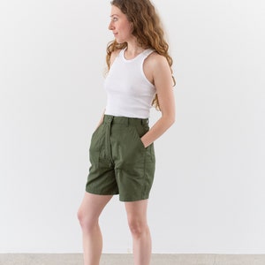 Vintage 25 26 27 28 29 Waist Poly Cotton Green Fatigue Shorts OG 507 Army Shorts Zipper Fly image 4