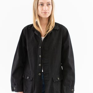 Vintage Black Cargo Pocket Jacket | Unisex Cotton Overdye Lightweight Ripstop Safari Button up Shirt | XS S M L XL |