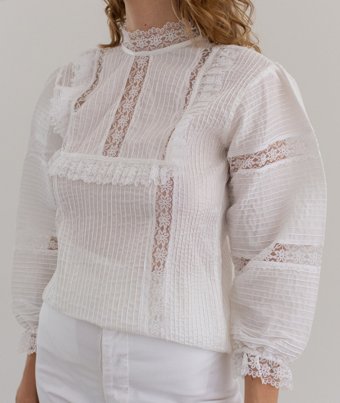 vintage white lace blouse