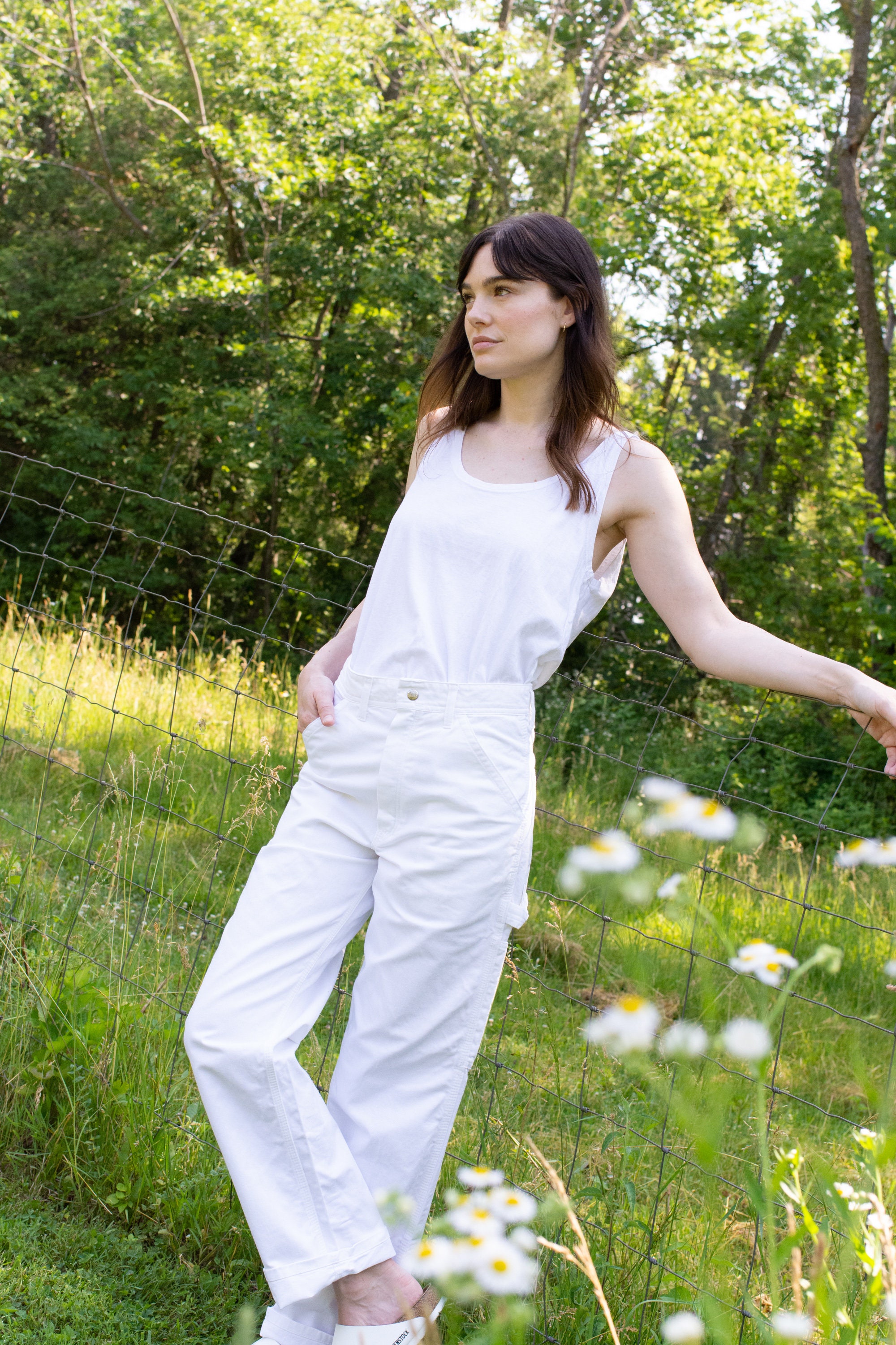 Vintage 27 28 29 Waist White Cotton Utility Painter Pants | Unisex