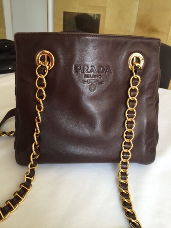 prada brown leather purse