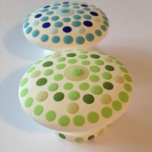 1.5 in Customize  Dot knobs and pulls for dresser drawers and cabinets. Perfect for the bedroom, playroom, office or kitchen!!