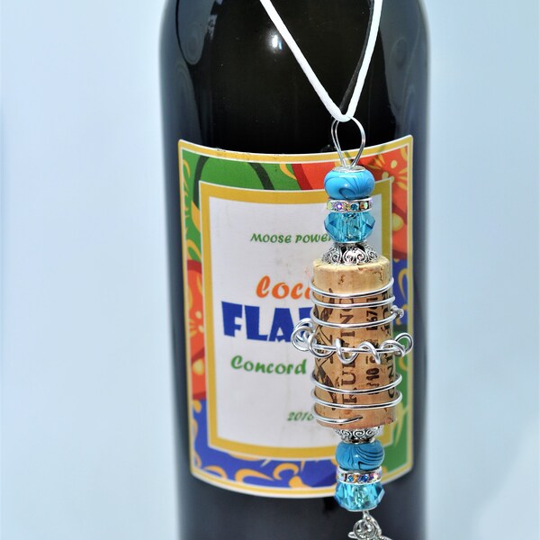 Dolphin Hanging Cork Charm - Wine Bottle Necklace - Wine Charm - Wine Bottle Bling - Wine Bottle Jewelry - Wine Jewels