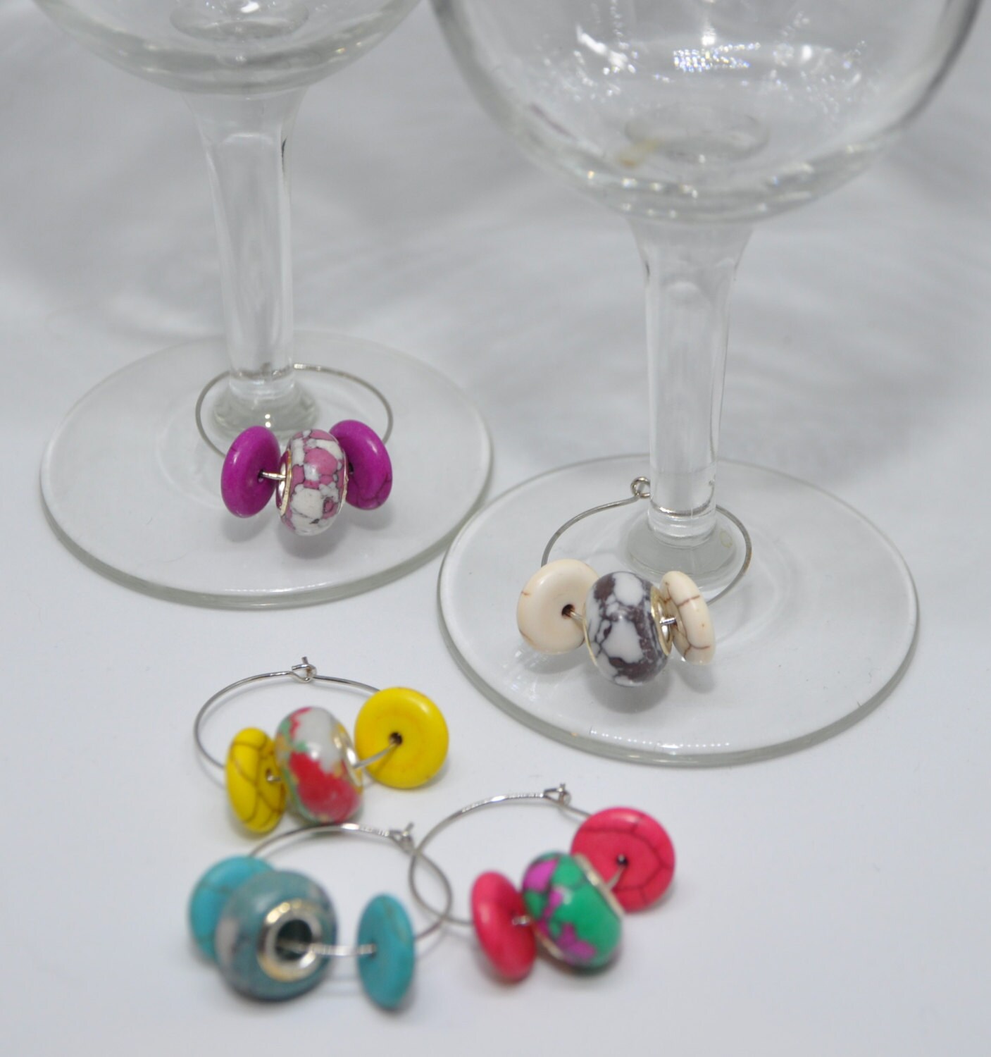 Stone Beads Wine Stem Markers Wine Charms Wine Glass Bling Etsy