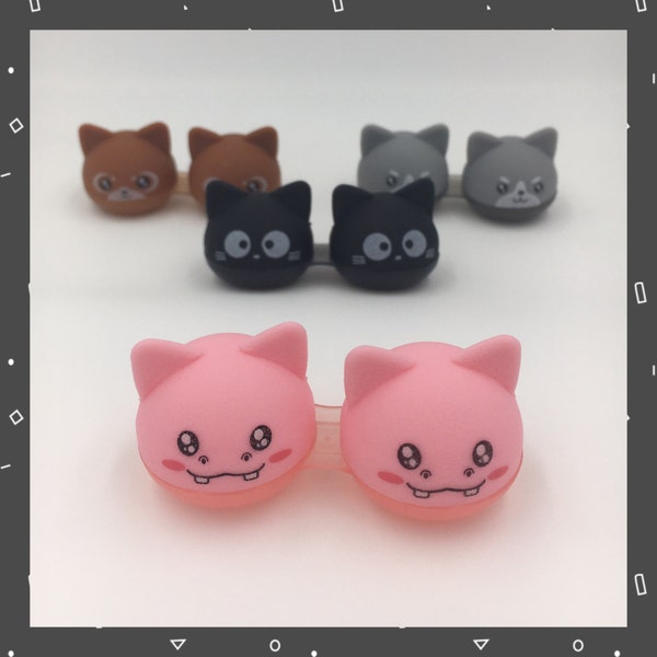 4 Pack Cute Contact Cases with Unique and Fun Animal Designs (Monster Edition!) Autumn Nuance
