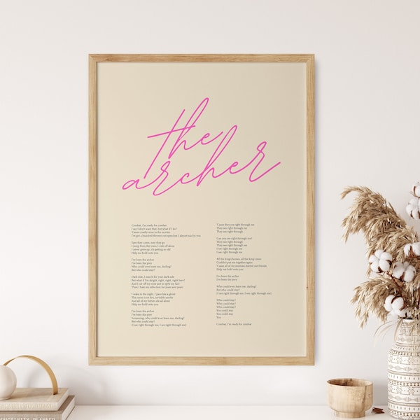 The Archer Poster, Taylor's Version, The Archer Lyrics Taylorswift, Swiftie Gift, Fan Gift, Song Lyrics Print, Lover Merch, Lover Print