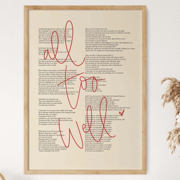All Too Well Printable Poster, Taylor's Version Digital Download, Taylor Swiftie merch, All Too Well Lyrics, Taylorswift, Wall Decor