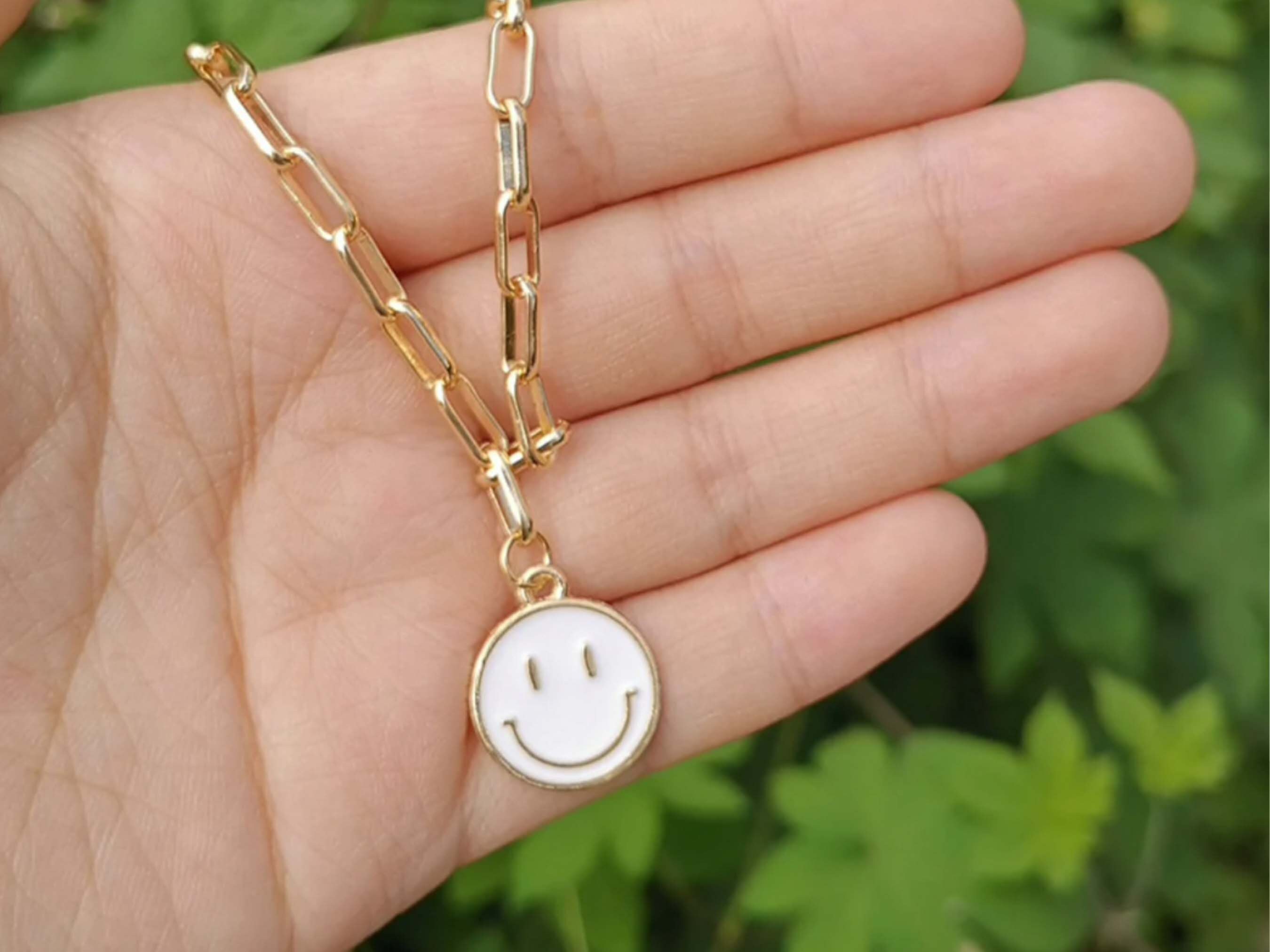 Smiley face paperclip necklace deals