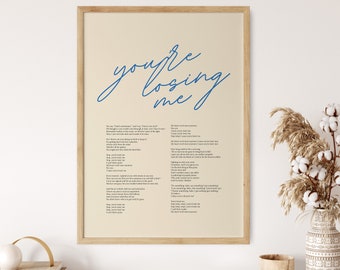 You're Losing Me Poster, Taylor Swiftie Merch, You're Losing Me Lyrics, Taylorswift, Midnights Album, Boho Wall Decor, Swift Gift, Fan Gift