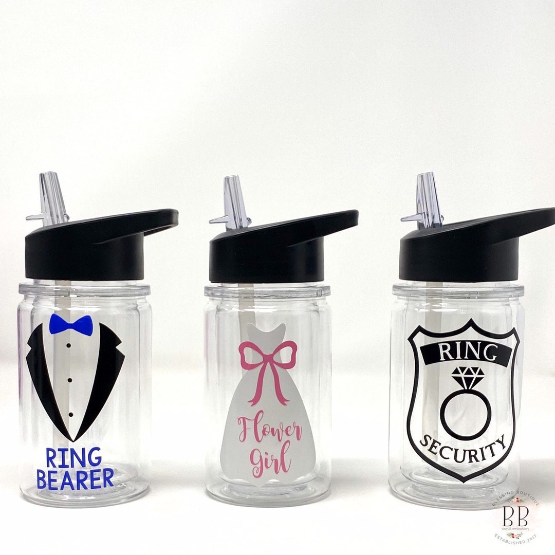 Flower Girl Water Bottle, Ring Bearer Water Bottle, Ring Security Water